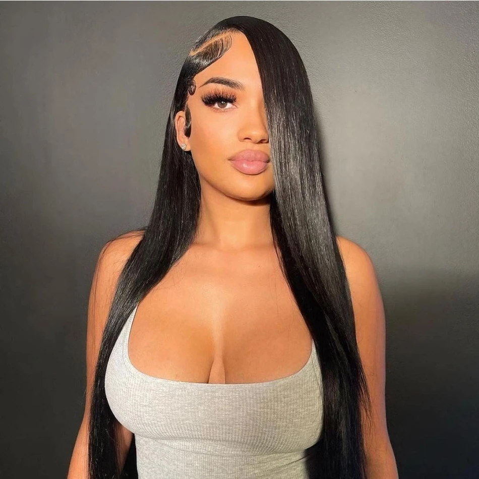 Full 360 HD Lace Frontal Human Hair Wigs PrePlucked For Women Brazilian Bone Straight 13x6 Transparent Lace Front Human Hair Wig