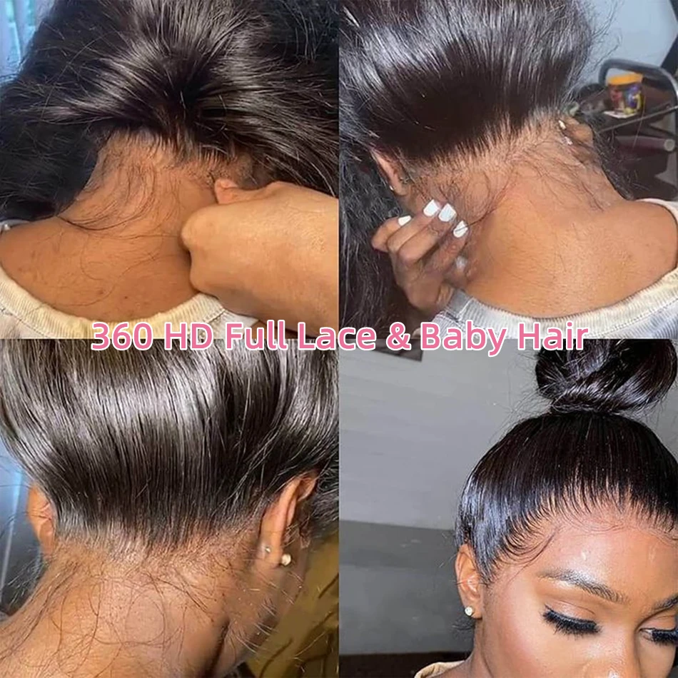 Full 360 HD Lace Frontal Human Hair Wigs PrePlucked For Women Brazilian Bone Straight 13x6 Transparent Lace Front Human Hair Wig