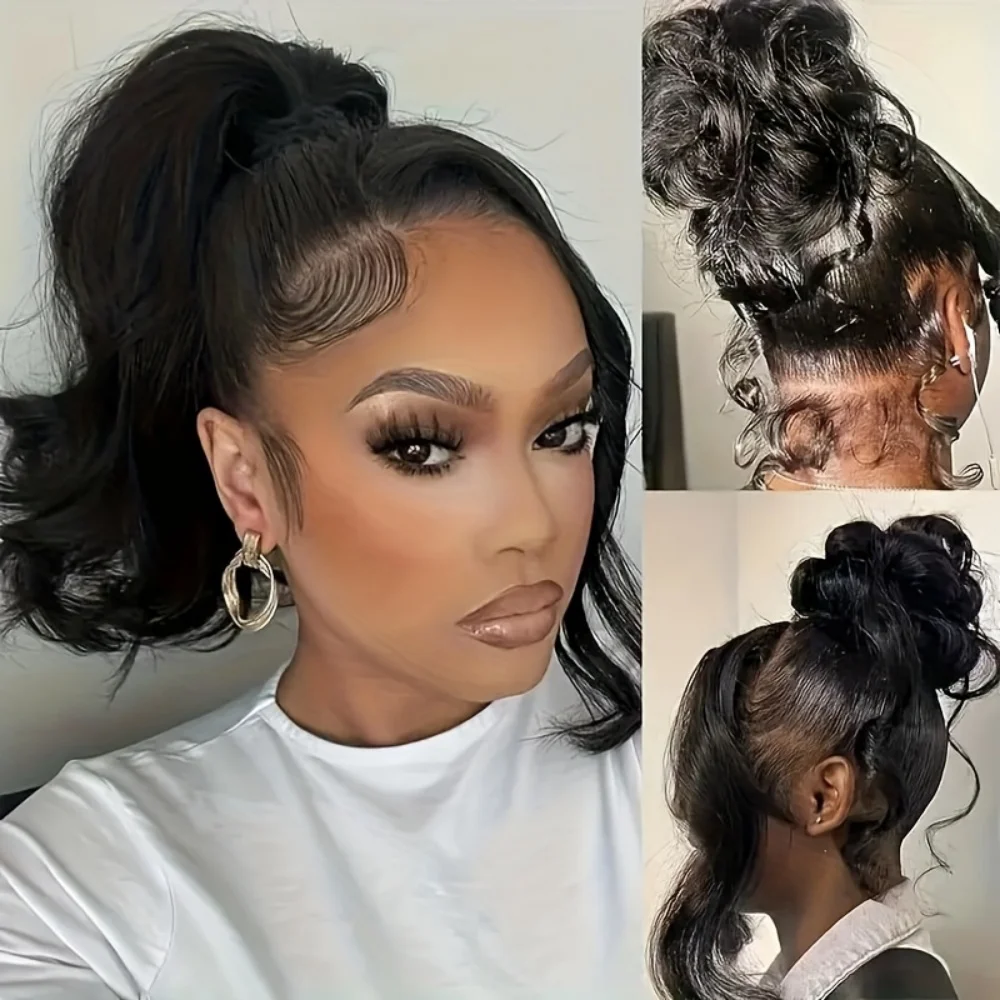 360 HD Lace Front Wig Human Hair 250% Density Body Wave Transparent Lace Frontal Wig Pre-Plucked Hair Full Hairline Natural Wigs