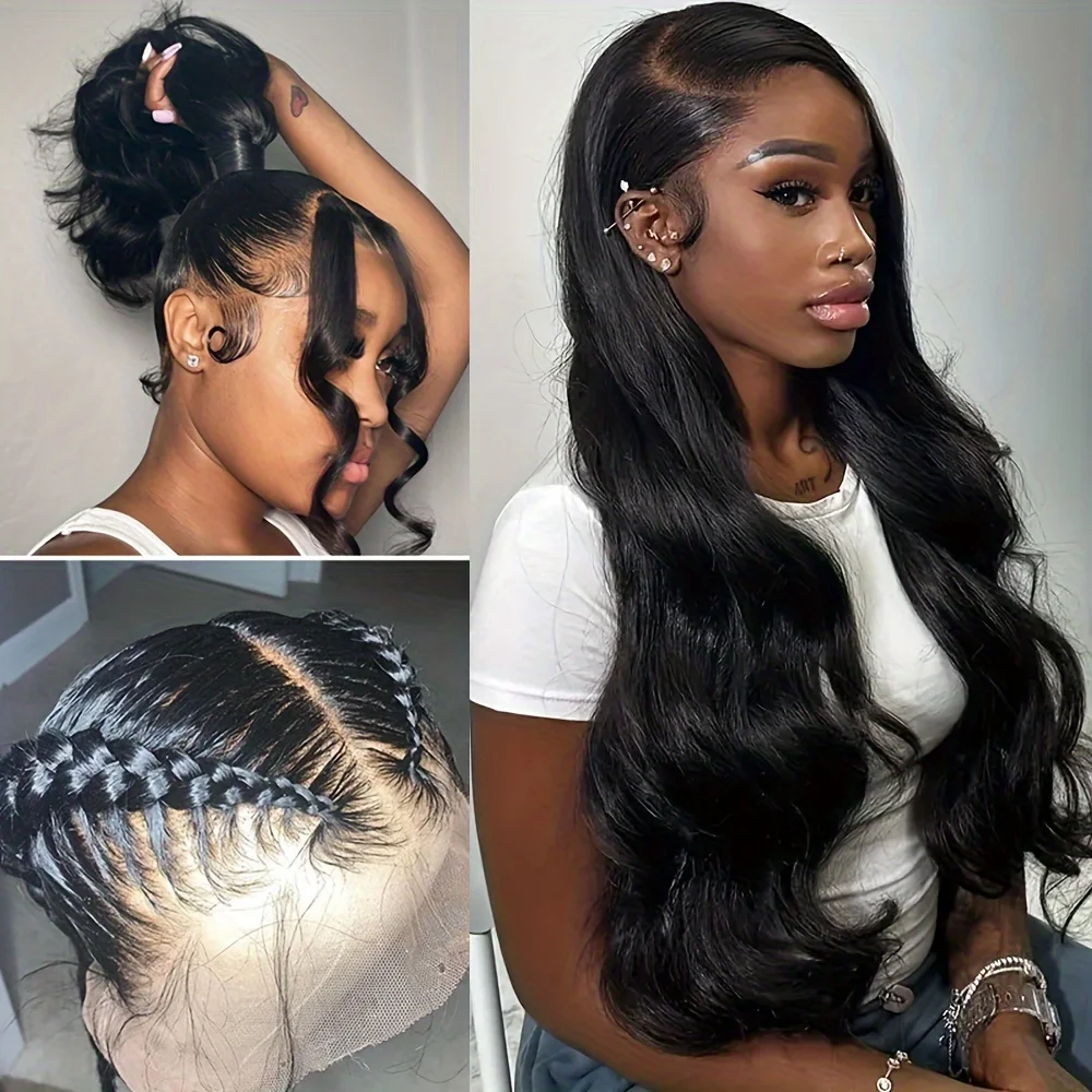 360 HD Lace Front Wig Human Hair 250% Density Body Wave Transparent Lace Frontal Wig Pre-Plucked Hair Full Hairline Natural Wigs