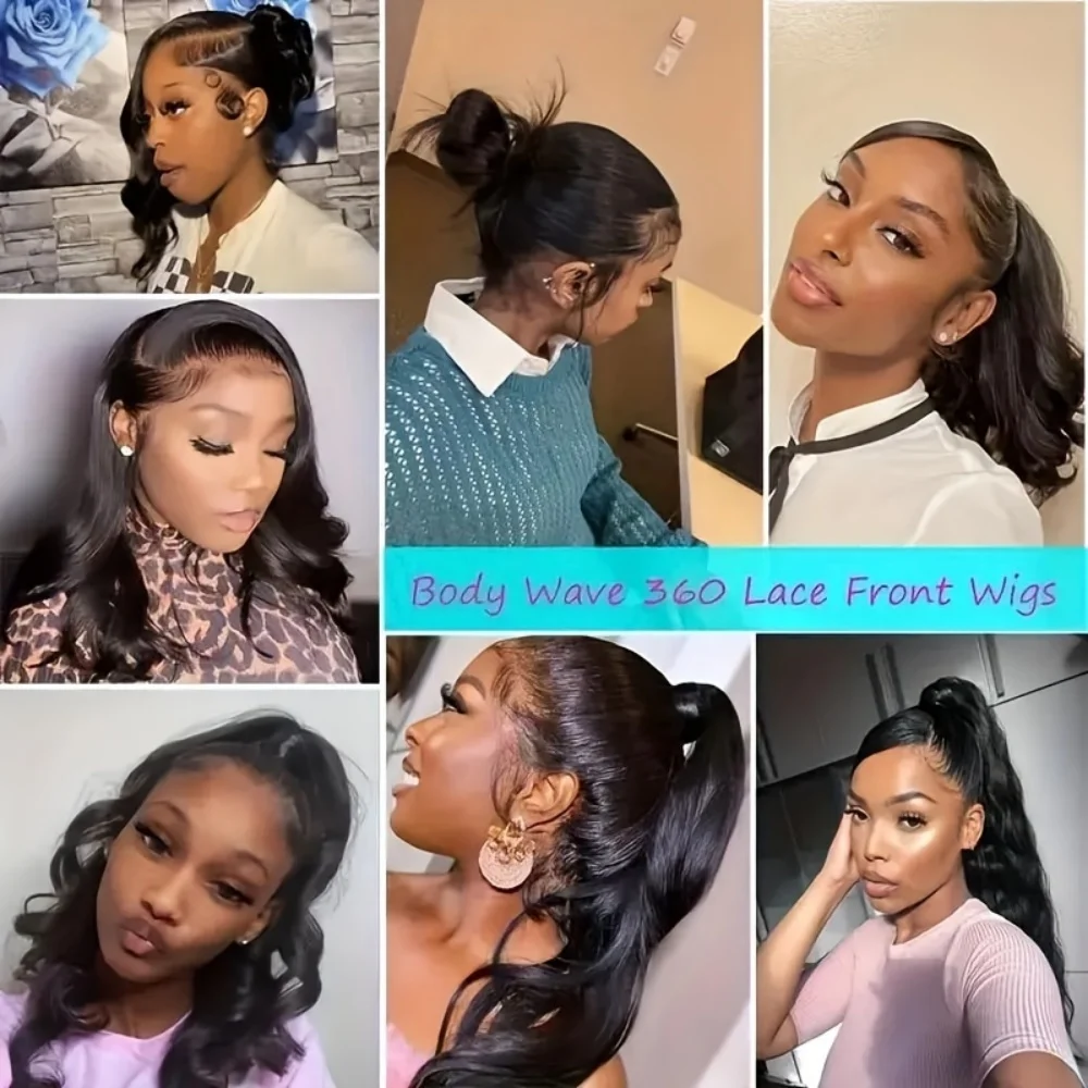 360 HD Lace Front Wig Human Hair 250% Density Body Wave Transparent Lace Frontal Wig Pre-Plucked Hair Full Hairline Natural Wigs
