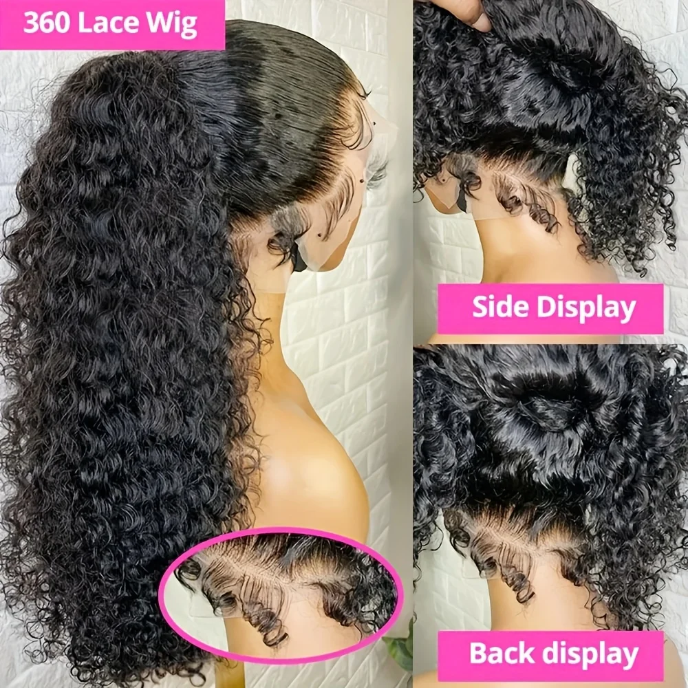 Women's 360 HD Lace Front Glueless Wig - 220Density Human Hair Deep Wave 13x4 13x6 Lace Frontal with Pre-Plucked Hairline