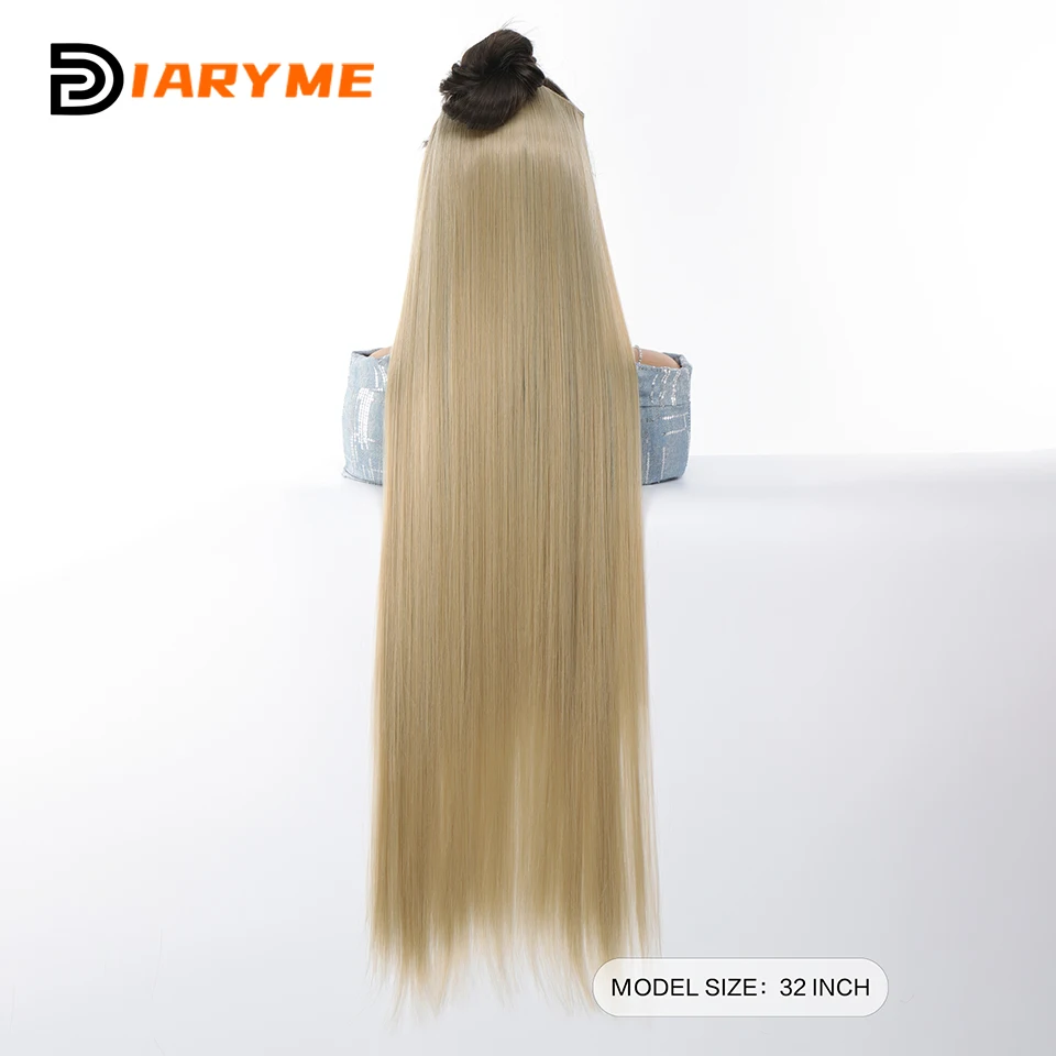 Extra long Straight Synthetic Clip in Hair Extensions 20/24/28/32/38inch Hair Extensions For Women Heat Resistant Fibre Black Go