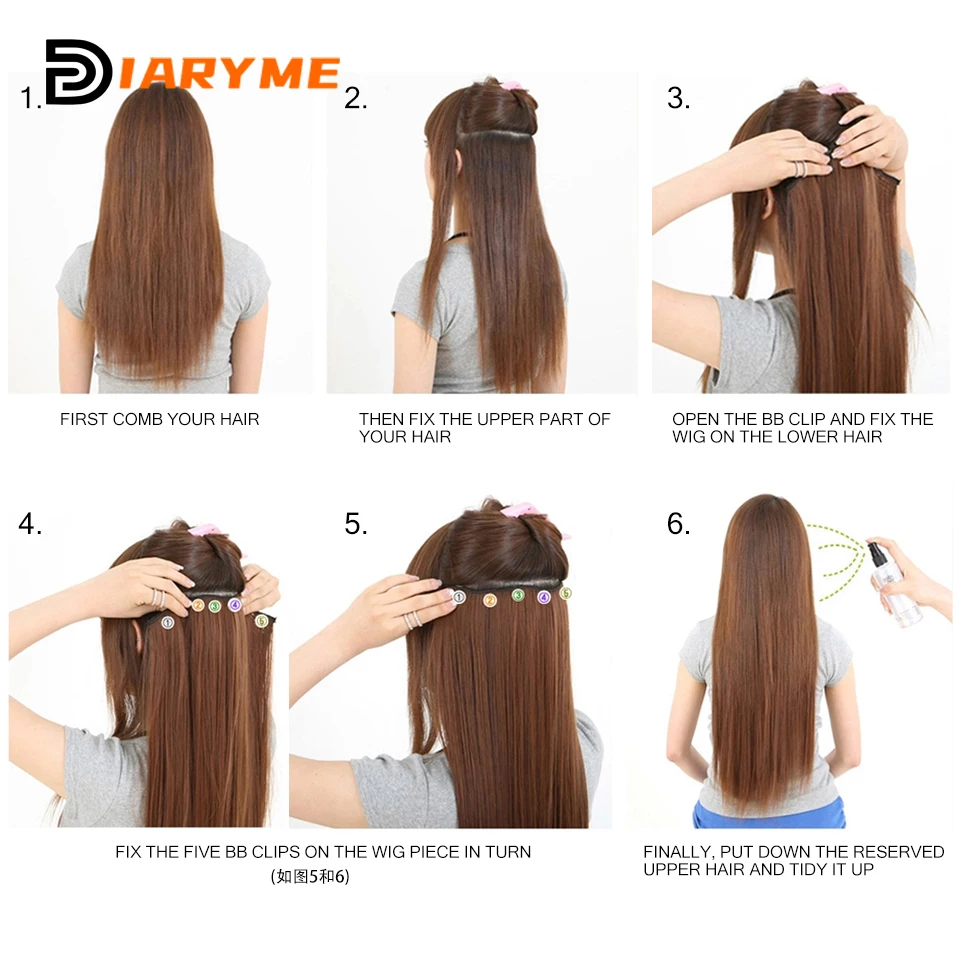 Extra long Straight Synthetic Clip in Hair Extensions 20/24/28/32/38inch Hair Extensions For Women Heat Resistant Fibre Black Go