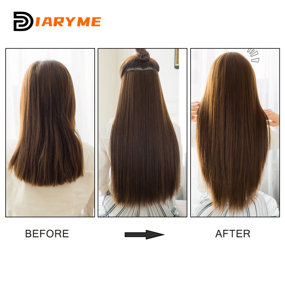 Extra long Straight Synthetic Clip in Hair Extensions 20/24/28/32/38inch Hair Extensions For Women Heat Resistant Fibre Black Go