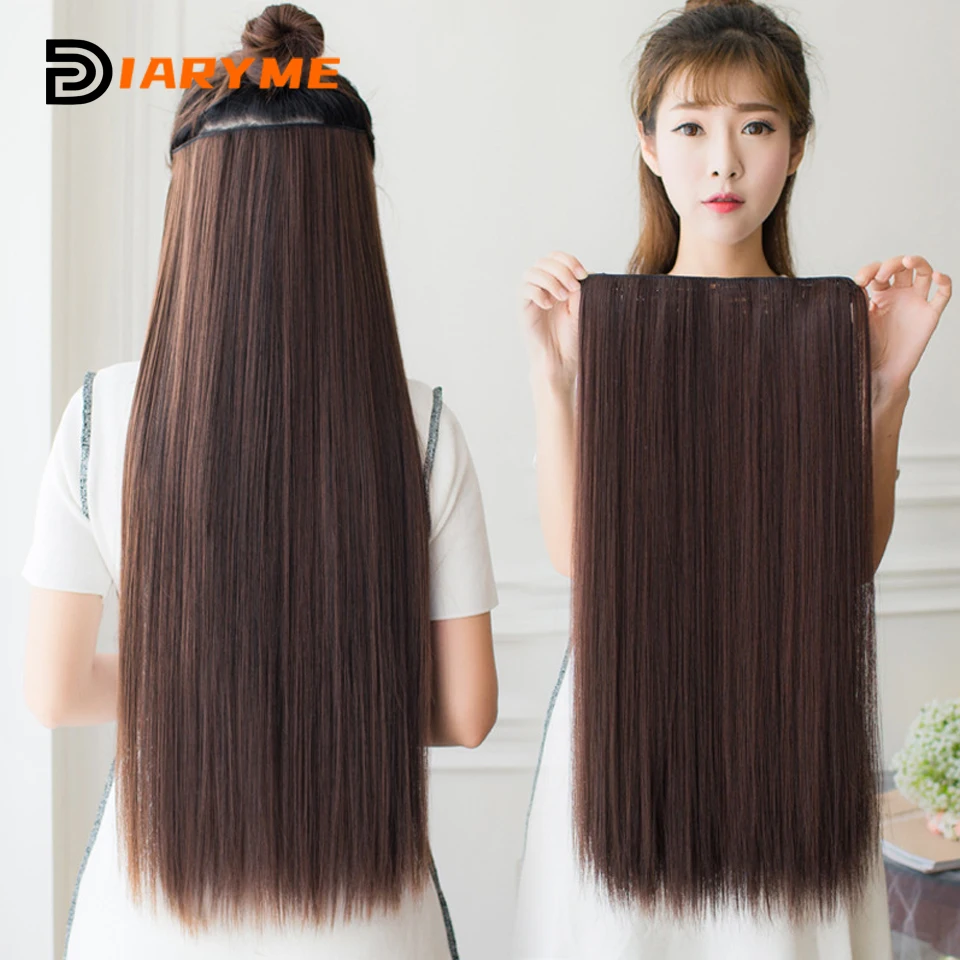 Extra long Straight Synthetic Clip in Hair Extensions 20/24/28/32/38inch Hair Extensions For Women Heat Resistant Fibre Black Go