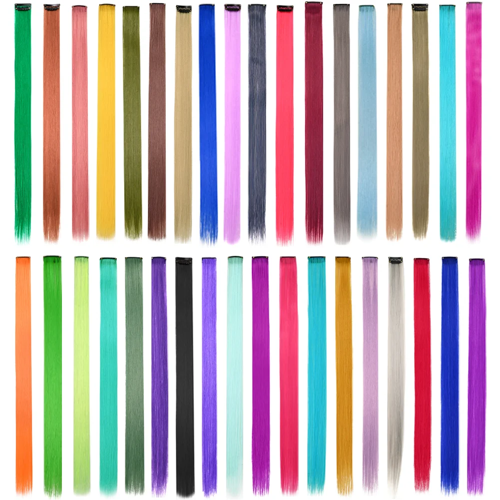 10PCS/Pack Colored Party Highlights Clip in Hair Extensions for Girls 22 Inches Omber colors Straight Hair Synthetic Hairpieces 10PCS/Pack Colored Party Highlights Clip in Hair Extensions for Girls 22 Inches Omber colors Straight Hair Synthetic Hairpieces