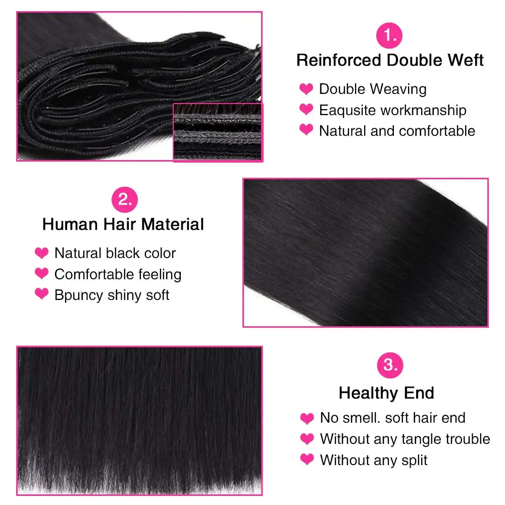 Straight Clip In Extensions Human Hair Brazilian Clip In Natural Black Color Clip Ins Remy Hair For Women Clip in Extension 120G Straight Clip In Extensions Human Hair Brazilian Clip In Natural Black Color Clip Ins Remy Hair For Women Clip in Extension 120G