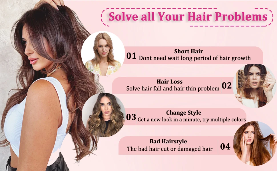 Clip Ins Straight Seamless Brazilian Human Hair Extensions Natural Color Invisible Clip In Hair Extension 16-26 Inches For Women