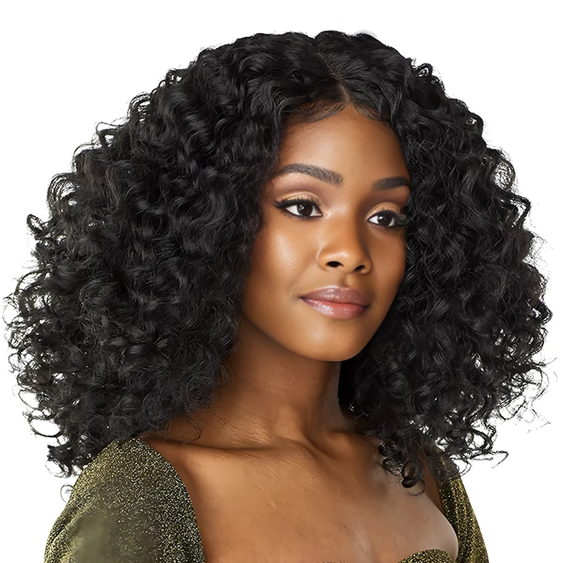 Elegant curly afro wig, 12 inches, 150% density long curly synthetic wig, high temperature fibers for daily wear