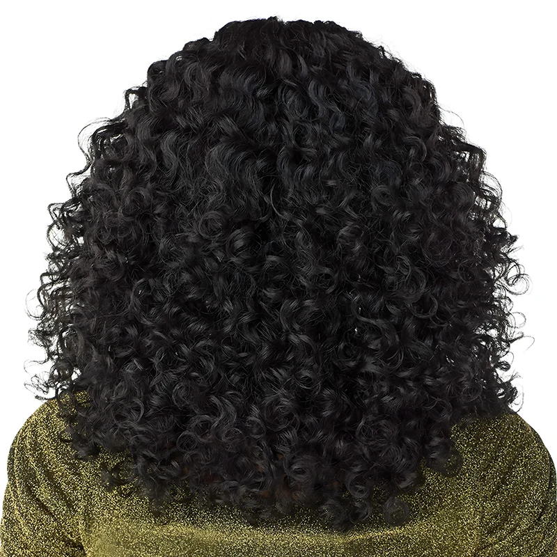 Elegant curly afro wig, 12 inches, 150% density long curly synthetic wig, high temperature fibers for daily wear