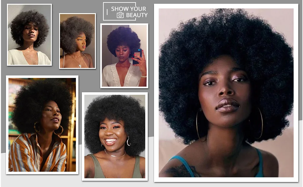Afro Kinky Curly Short Human Hair Wigs With Thick Bangs Fluffy Natural Bob Wig Glueless Brazilian Full Machine Made Wigs On Sale