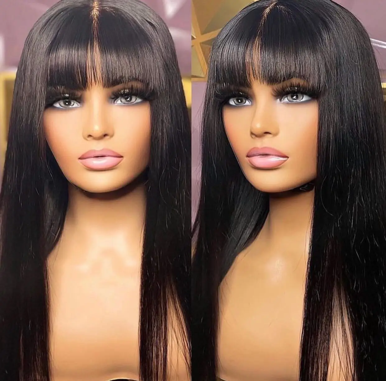 3x1 Middle Part Lace Wig Bone Straight Human Hair Wig With Bangs Cheap Wigs Full Machine Made Fringe Glueless Wigs for Women 3x1 Middle Part Lace Wig Bone Straight Human Hair Wig With Bangs Cheap Wigs Full Machine Made Fringe Glueless Wigs for Women