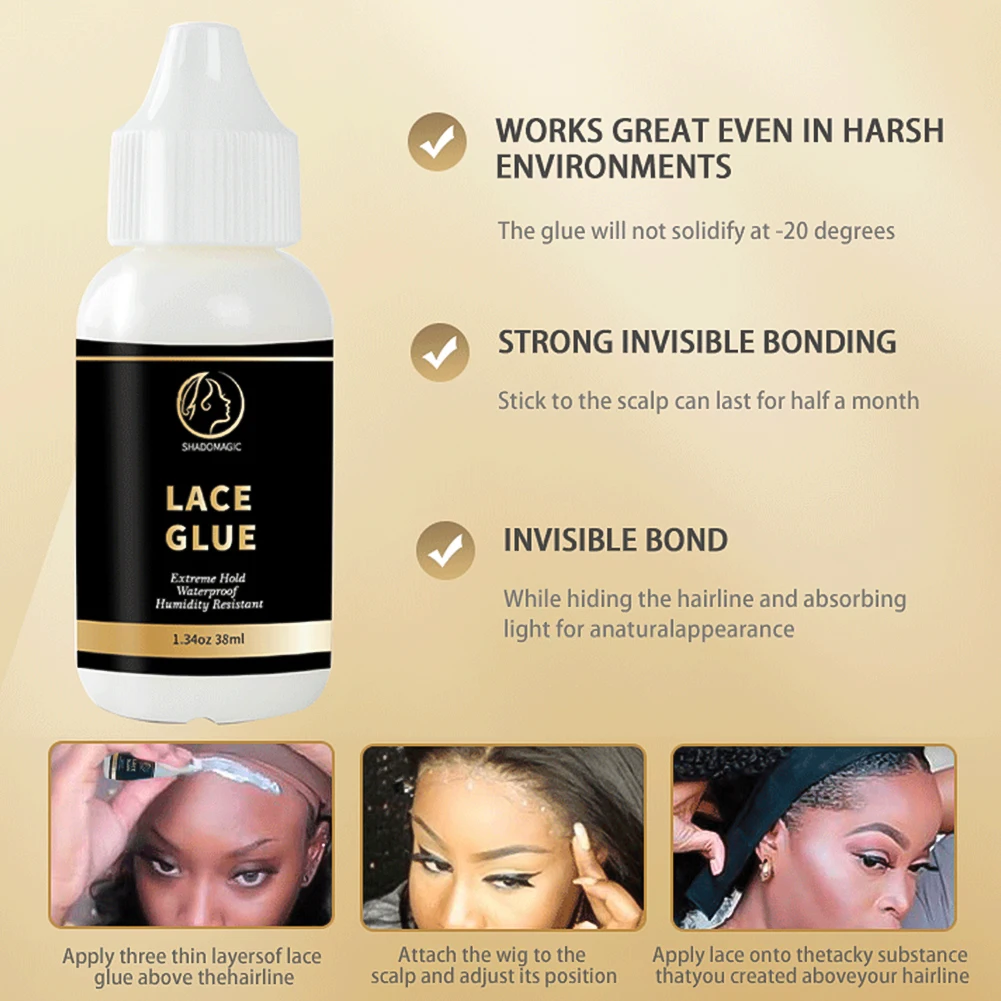 Wig Adhesive Strong Hold Lace Glue and Adhesive Remover for Wigs Extreme Hold Hair Replacement Adhesive for Toupee Systems