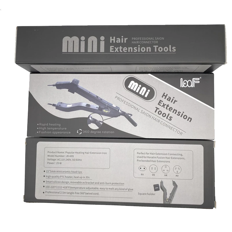 JR609A Quality Black Heat Hair Connector Temperature Controllable Heat Iron Hair Extension Tools Kit