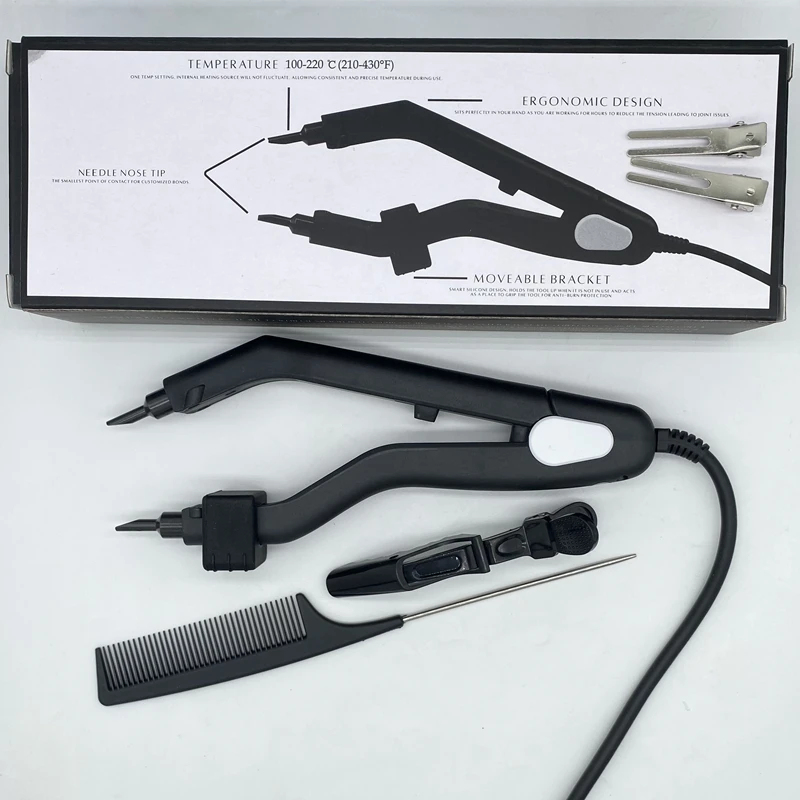 L601 Quality Black Heat Hair Connector Temperature Controllable Heat Iron Hair Extension Tools Kit 220 degree hair connector