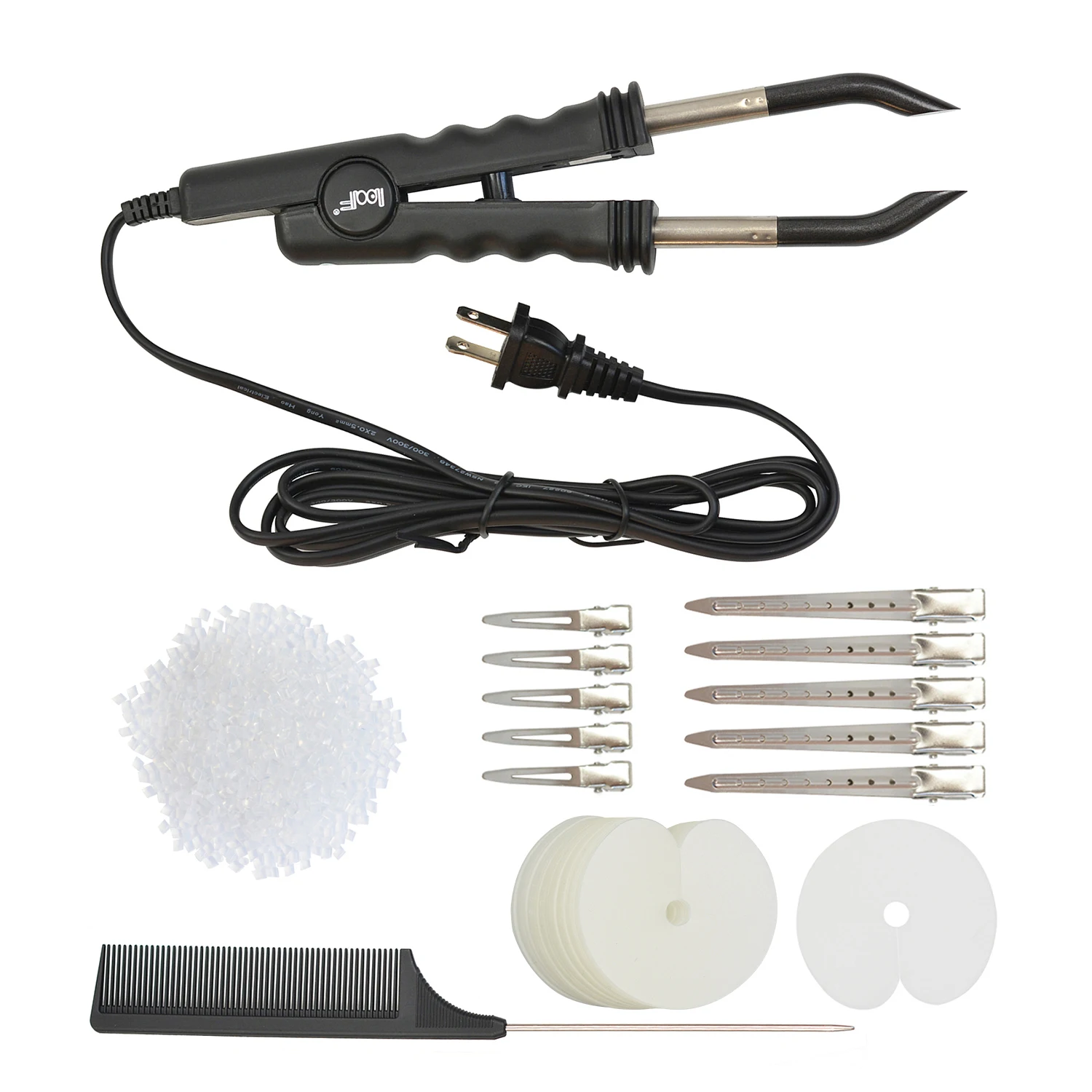 1Pc Heat Iron Connector Hair Extensions Fusion 50g Keratin Beads 50Pcs Single Hole Heat Shield Guards 10Pcs Hair Clips