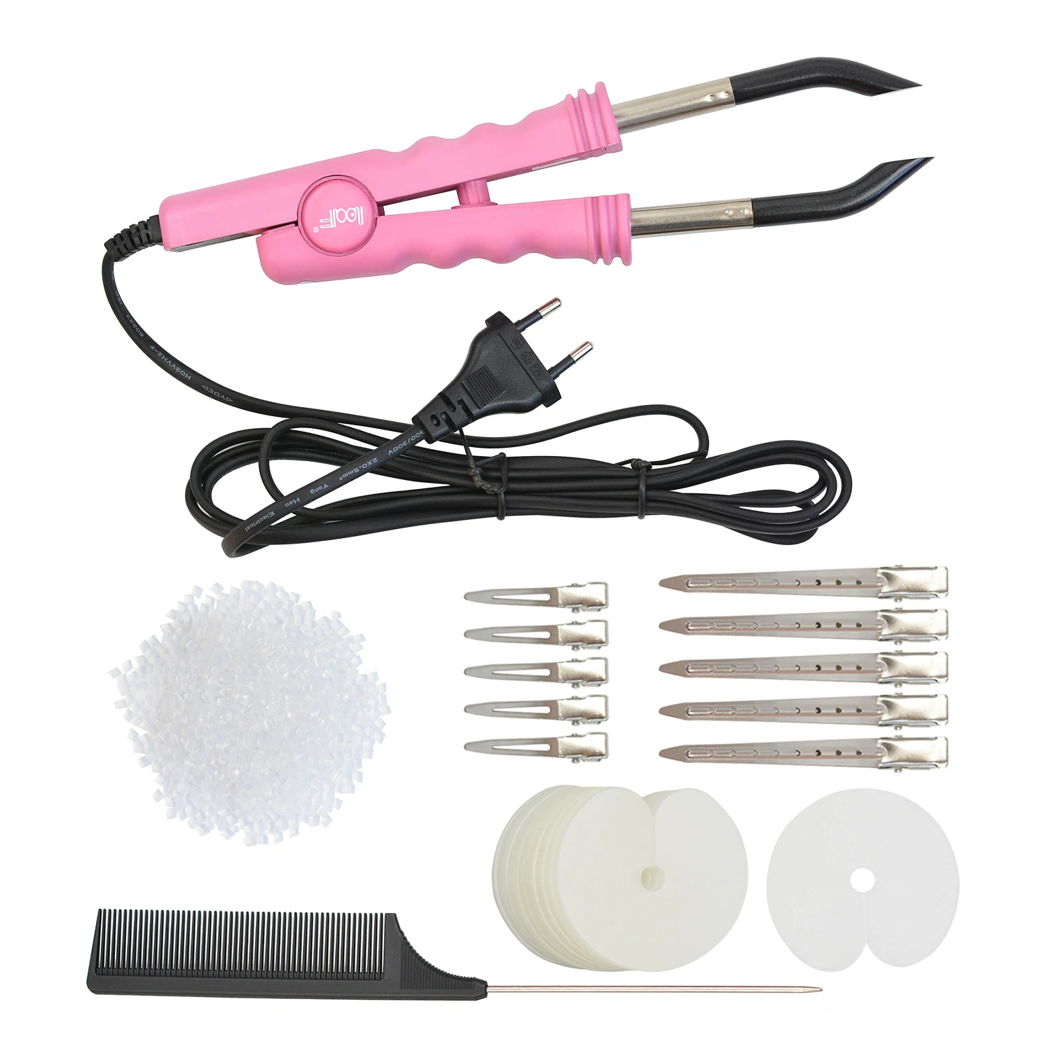 1Pc Heat Iron Connector Hair Extensions Fusion 50g Keratin Beads 50Pcs Single Hole Heat Shield Guards 10Pcs Hair Clips