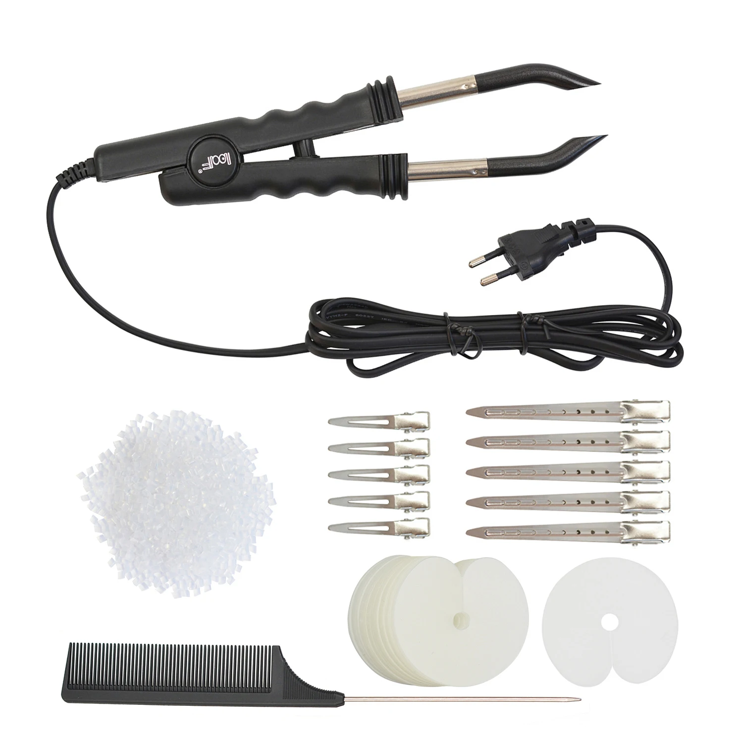 1Pc Heat Iron Connector Hair Extensions Fusion 50g Keratin Beads 50Pcs Single Hole Heat Shield Guards 10Pcs Hair Clips