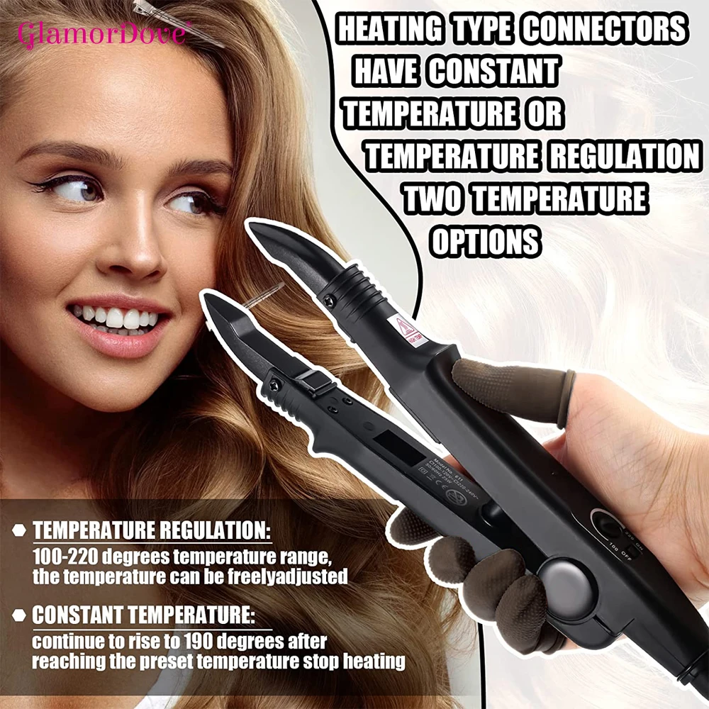 Hair Extensions Connector Iron Adjustable Temperature Hair Heat Wand Flat Shape Hair Extensions Machine