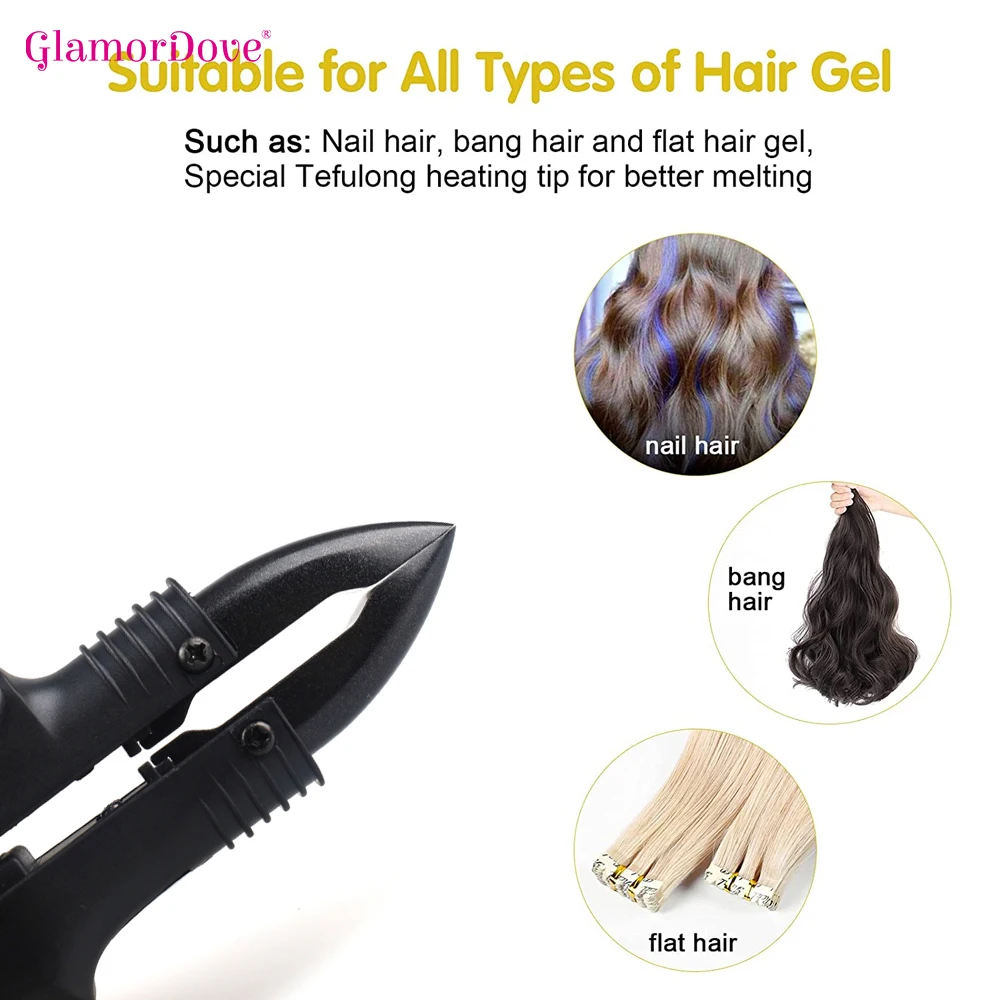 Hair Extensions Connector Iron Adjustable Temperature Hair Heat Wand Flat Shape Hair Extensions Machine