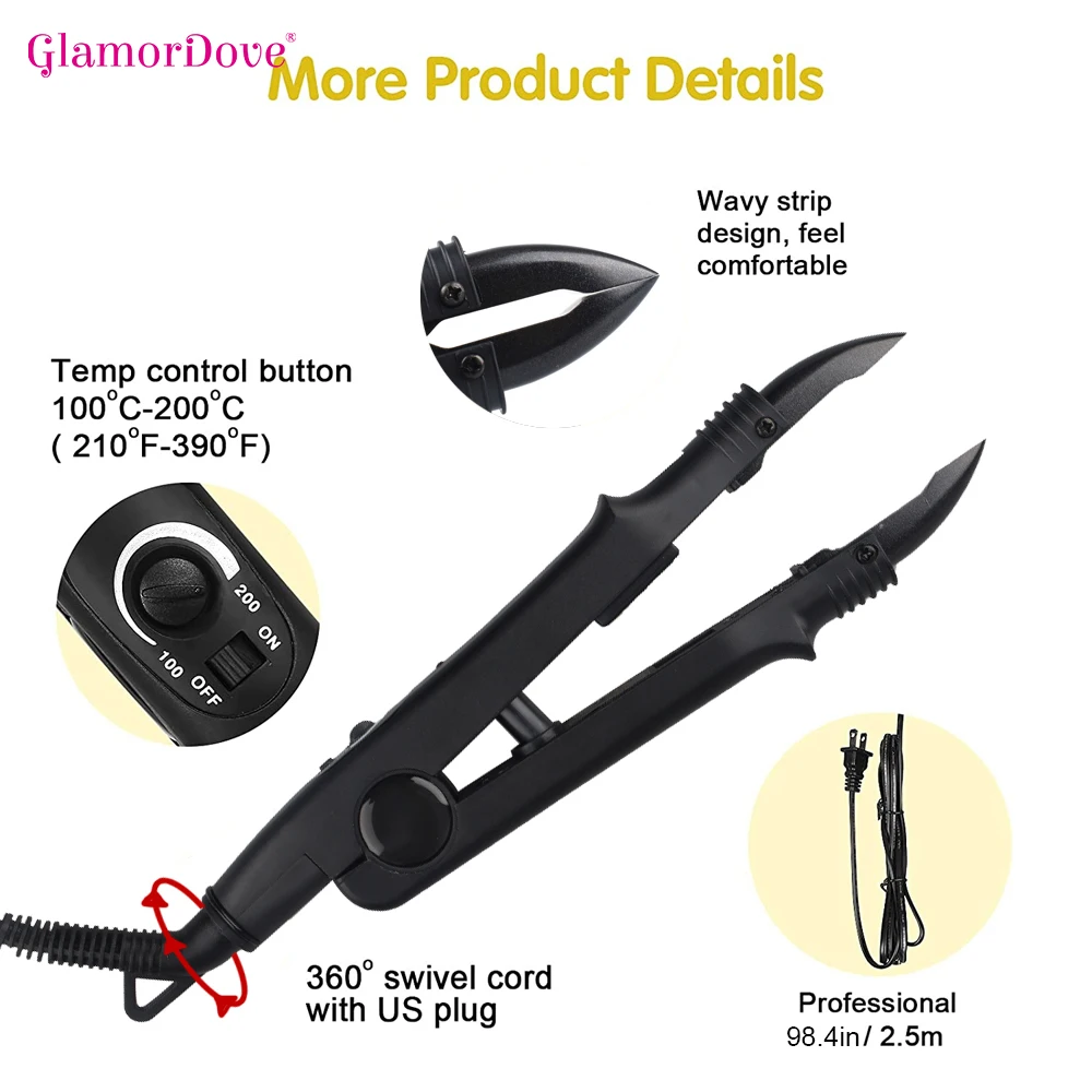 Hair Extensions Connector Iron Adjustable Temperature Hair Heat Wand Flat Shape Hair Extensions Machine