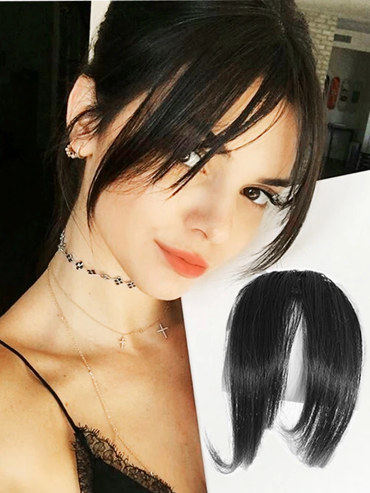 Natural Synthetic Hair Bangs/Fringe Middle-part Hair Bangs Clip-in Hair Extension Black Brown Gold