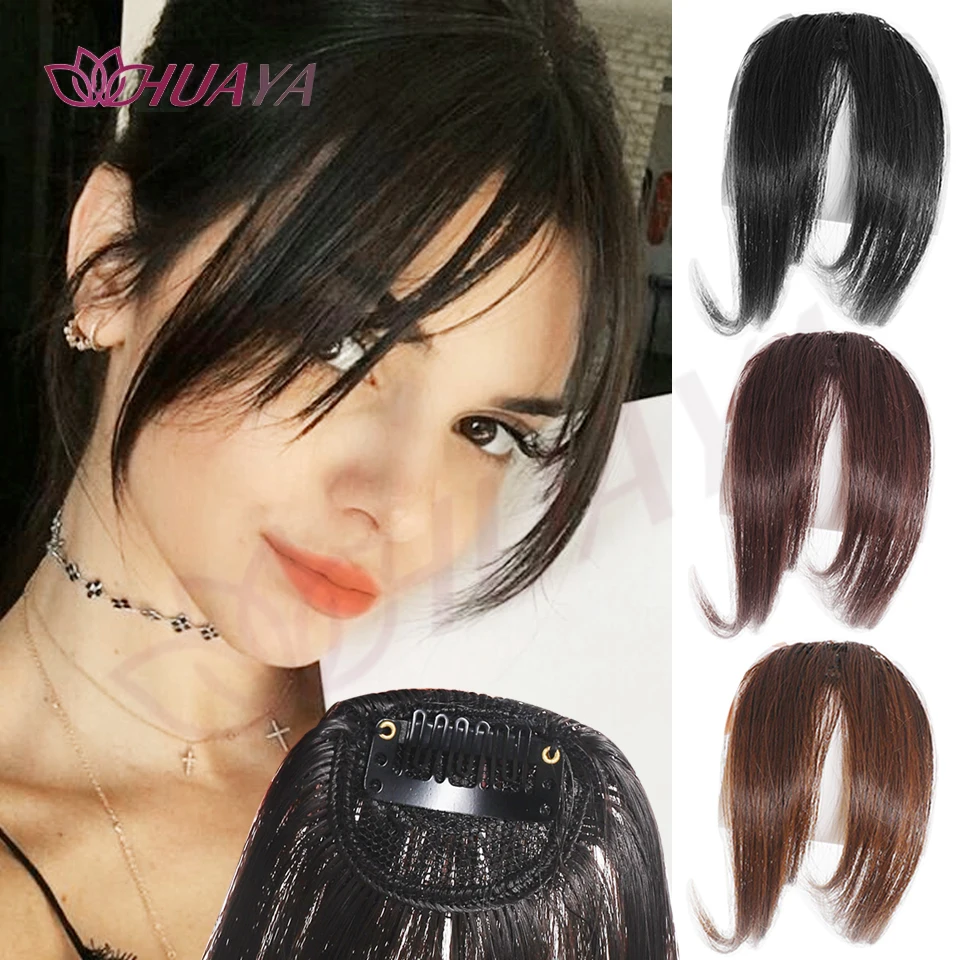 Natural Synthetic Hair Bangs/Fringe Middle-part Hair Bangs Clip-in Hair Extension Black Brown Gold