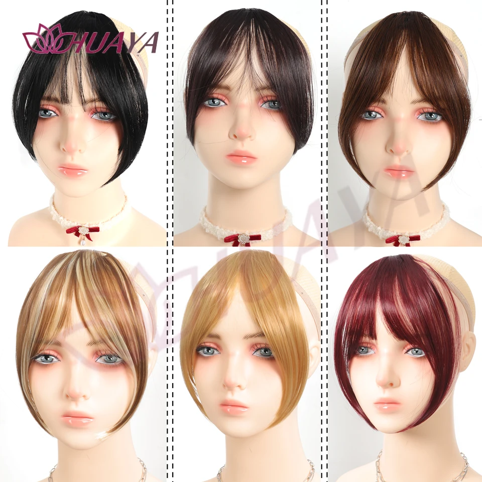 Natural Synthetic Hair Bangs/Fringe Middle-part Hair Bangs Clip-in Hair Extension Black Brown Gold