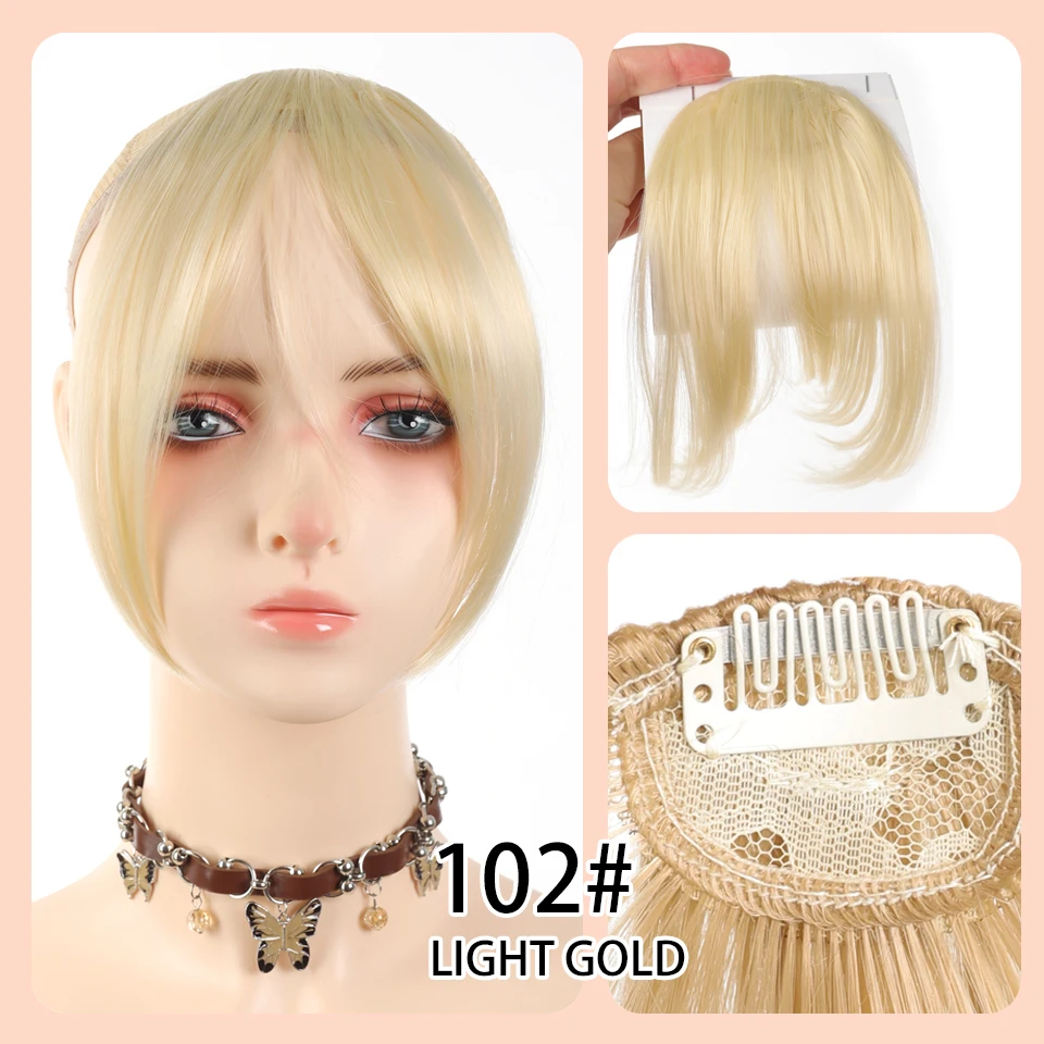 Natural Synthetic Hair Bangs/Fringe Middle-part Hair Bangs Clip-in Hair Extension Black Brown Gold