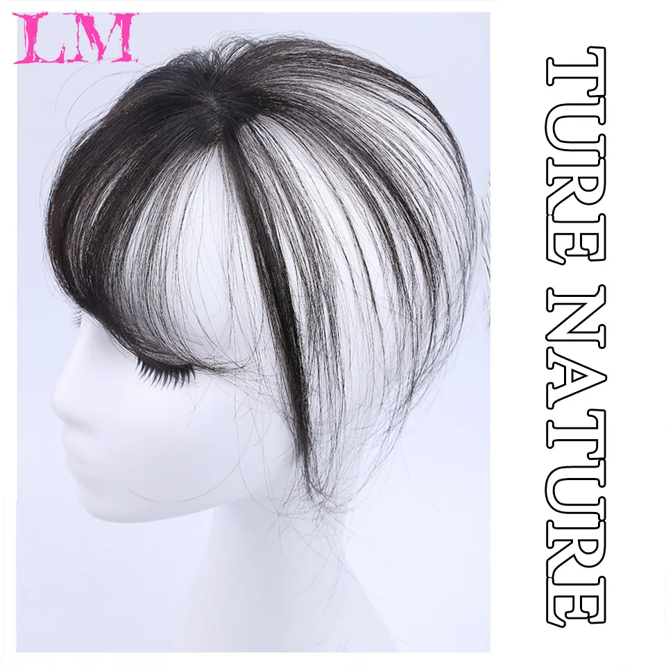 LM Black/Light Brown Clip In Hair Bangs Hairpiece Accessories Synthetic Fake Bangs Clip In Hair Extensions Clip In Hair Pieces