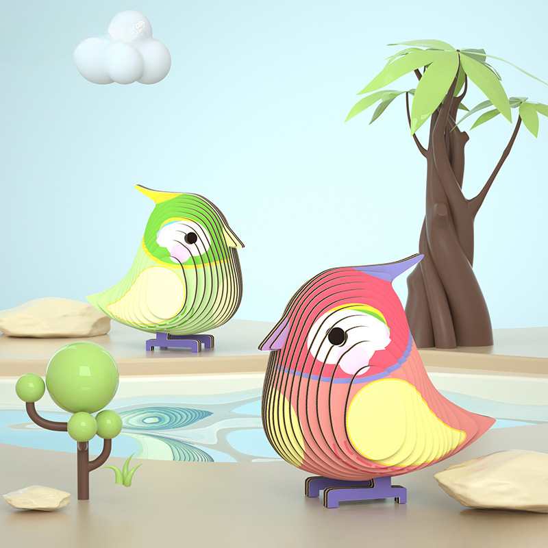 Multisize Children's Educational Paper Jigsaw Puzzle 3D Bird&Swan Series Small Animal Blocks DIY Handmade Toys Christmas Gift