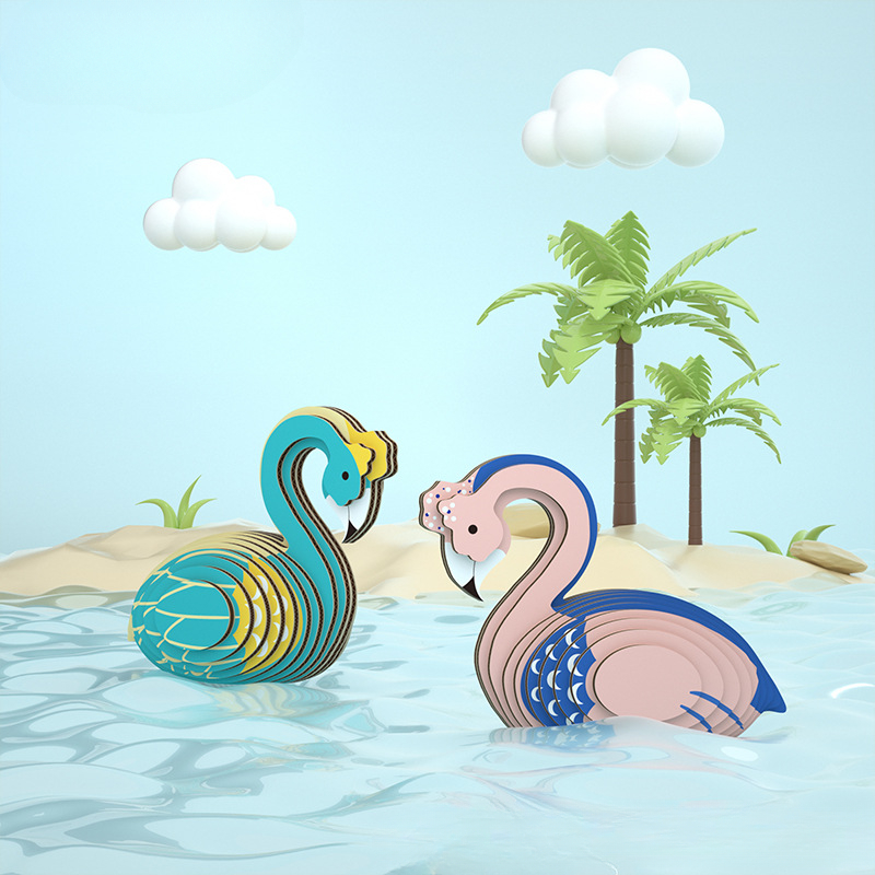 Multisize Children's Educational Paper Jigsaw Puzzle 3D Bird&Swan Series Small Animal Blocks DIY Handmade Toys Christmas Gift