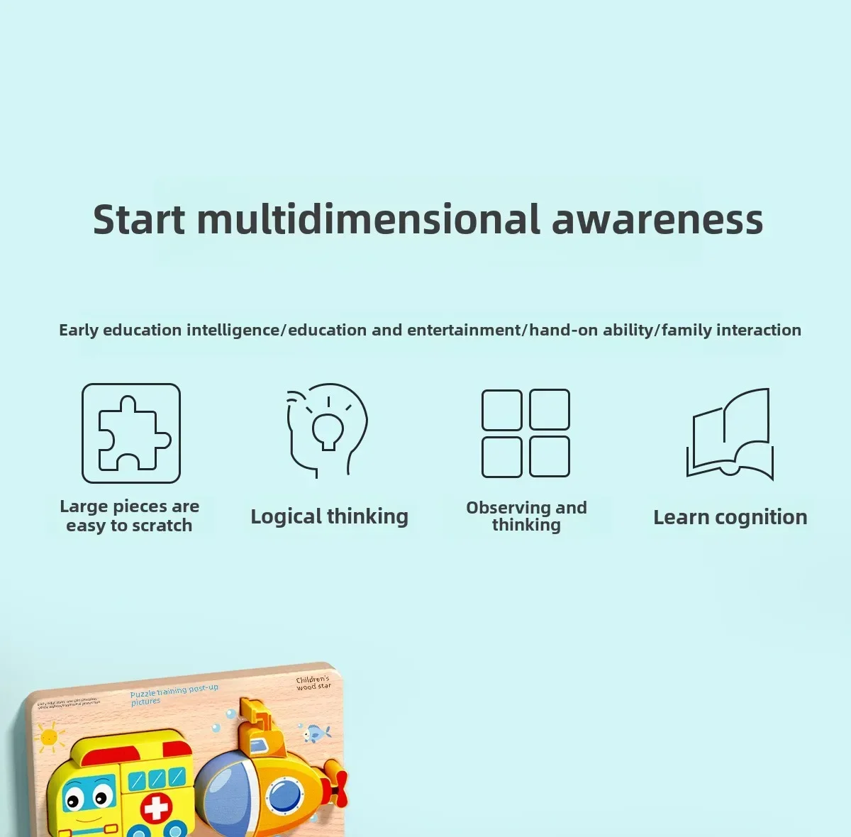 Baby Montessori Education Toys Kids 3D Wooden Puzzle Animal Traffic Jigsaw Toddlers Early Learning Educational Cognitive Games