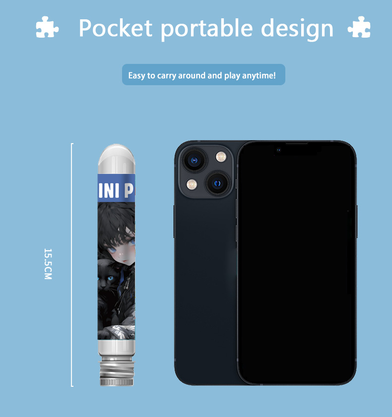 150PCS Mini Test Tube Black Cat Cartoons Jigsaw Puzzle for Adult Decompression Toys Game Family Educational Toys