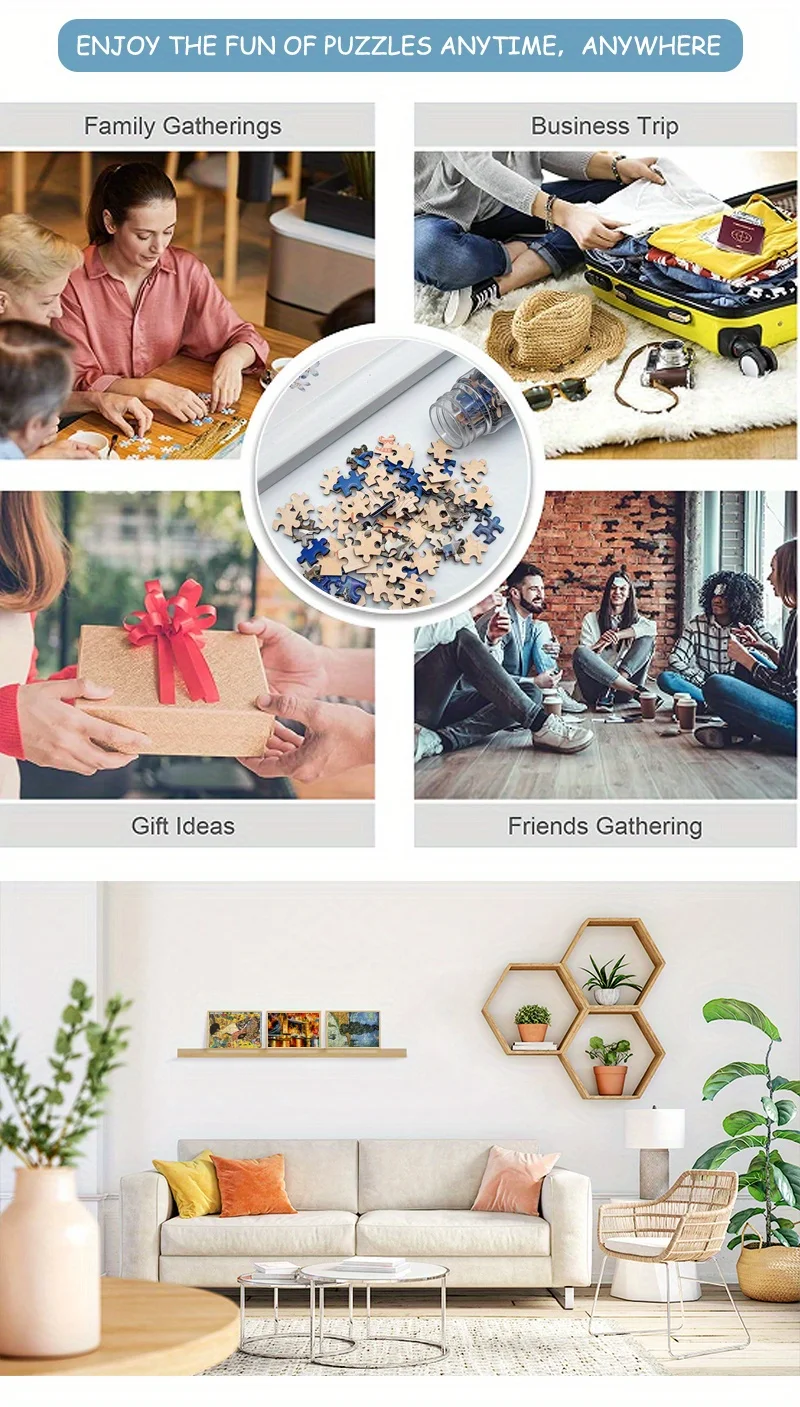 150pcs Mini Test Tube Puzzle Lady with Fan Gustav Klimt Works Famous Painting Educational Game Home Decor Festival Gift