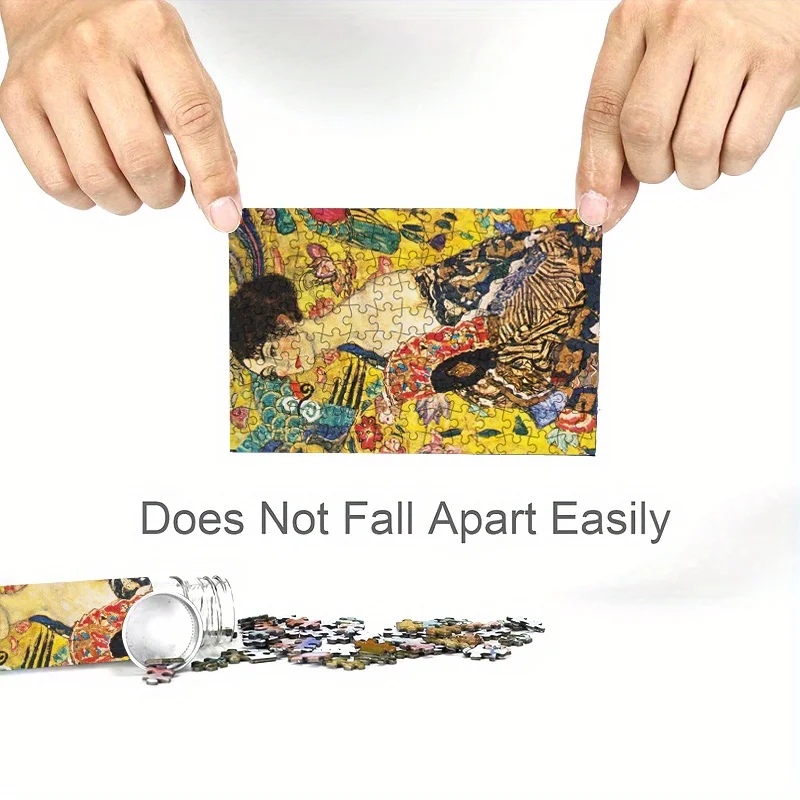 150pcs Mini Test Tube Puzzle Lady with Fan Gustav Klimt Works Famous Painting Educational Game Home Decor Festival Gift