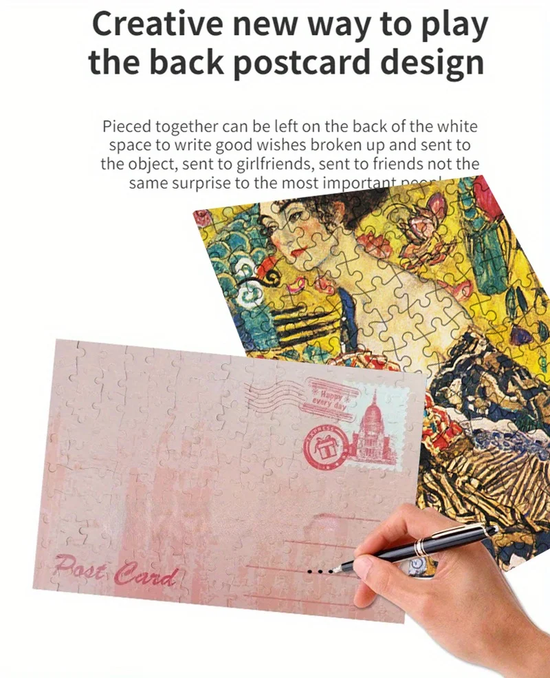 150pcs Mini Test Tube Puzzle Lady with Fan Gustav Klimt Works Famous Painting Educational Game Home Decor Festival Gift