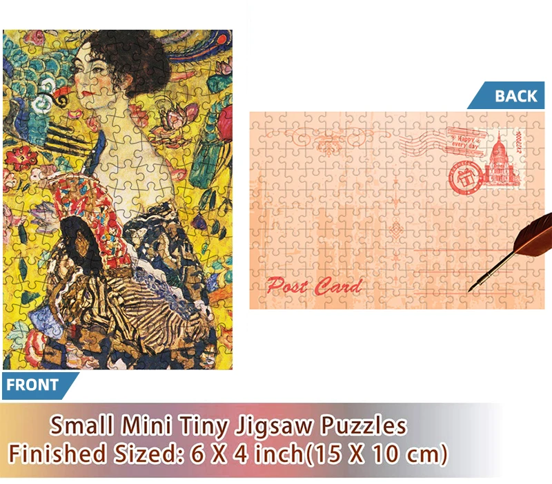 150pcs Mini Test Tube Puzzle Lady with Fan Gustav Klimt Works Famous Painting Educational Game Home Decor Festival Gift