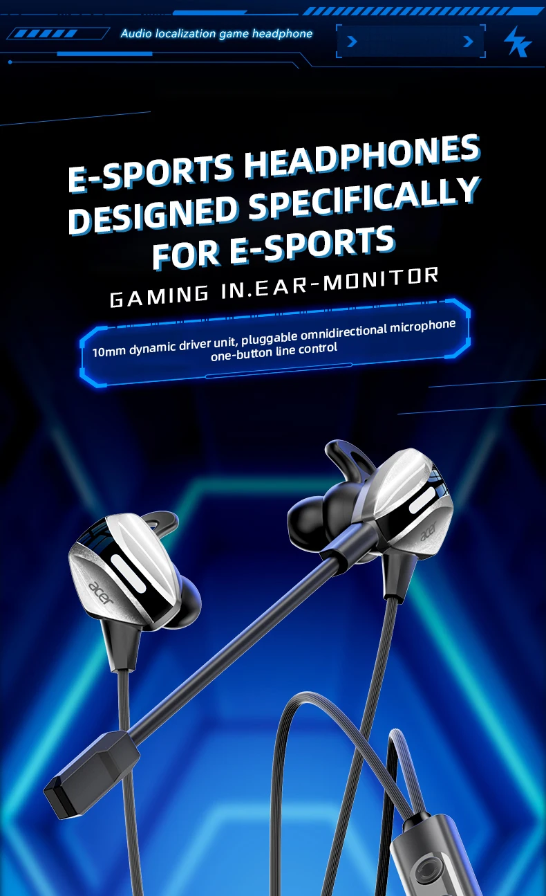 Acer Wired Earphone Gaming Earbuds with Mic Headset Gamer Headphones for Pubg PS4 CSGO Casque Phone Tablet Laptop Universal Game