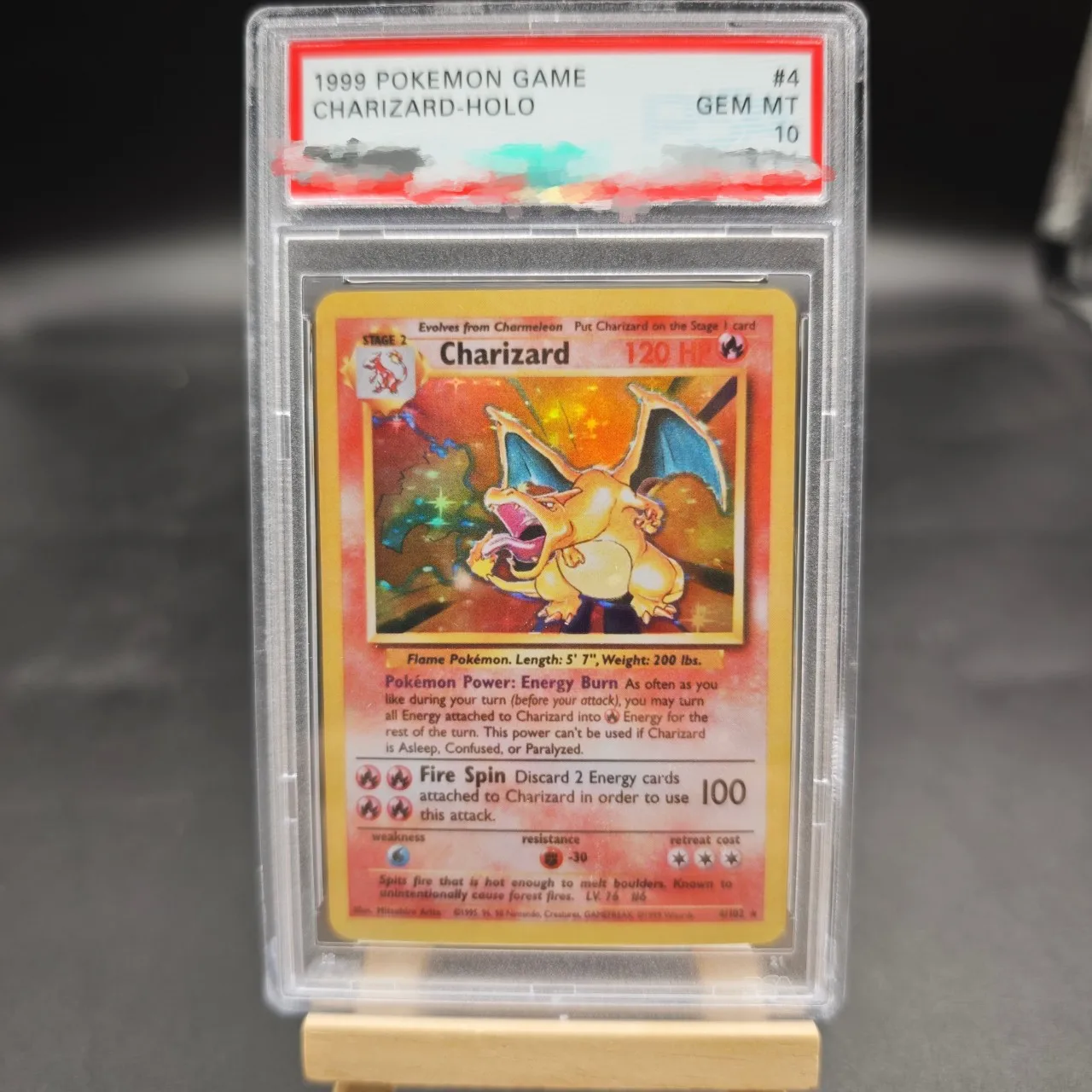 DIY PTCG Rating Card 1999 PTCG GAME CHARIZARD 4/102 Collection Card Copy 10Points Rating Card Anime Game Gift Toy