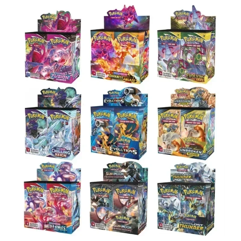 English Version Pokémon Card TCG: Evolutions Team up Scarlet & Violet Obsidian Flames Booster Box Pokemon Cards 36 Pack Box Gift