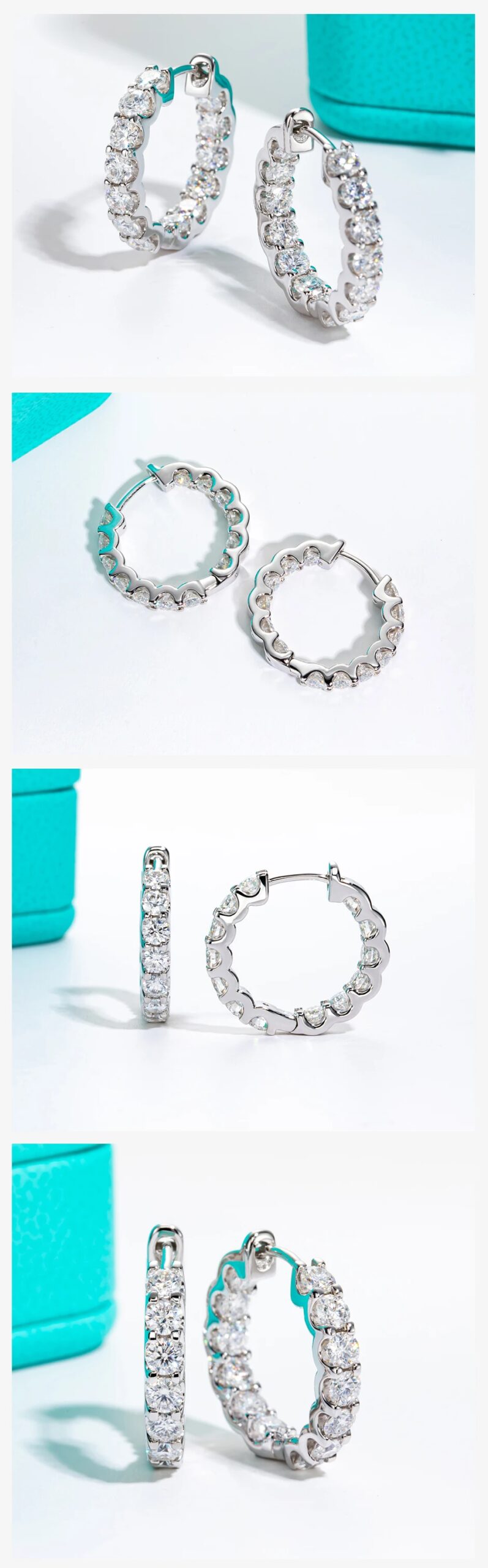 AnuJewel 3mm 2.6cttw D Color Moissanites Hoop Earrings 925 Sterling Silver Luxury Huggie Earring for Women Jewelry Wholesale