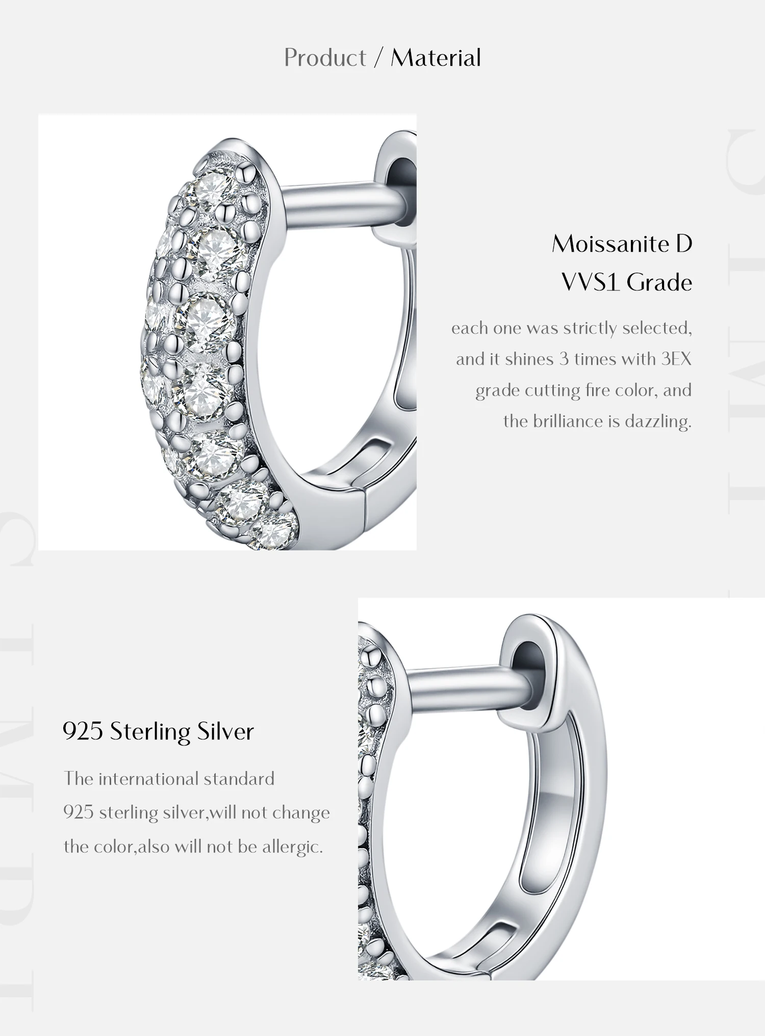 MODIAN D Color Sparkling Moissanite Circle Ear Buckle 925 Sterling Silver Classic Dating Hoop Earring For Women Fine Jewelry MODIAN D Color Sparkling Moissanite Circle Ear Buckle 925 Sterling Silver Classic Dating Hoop Earring For Women Fine Jewelry