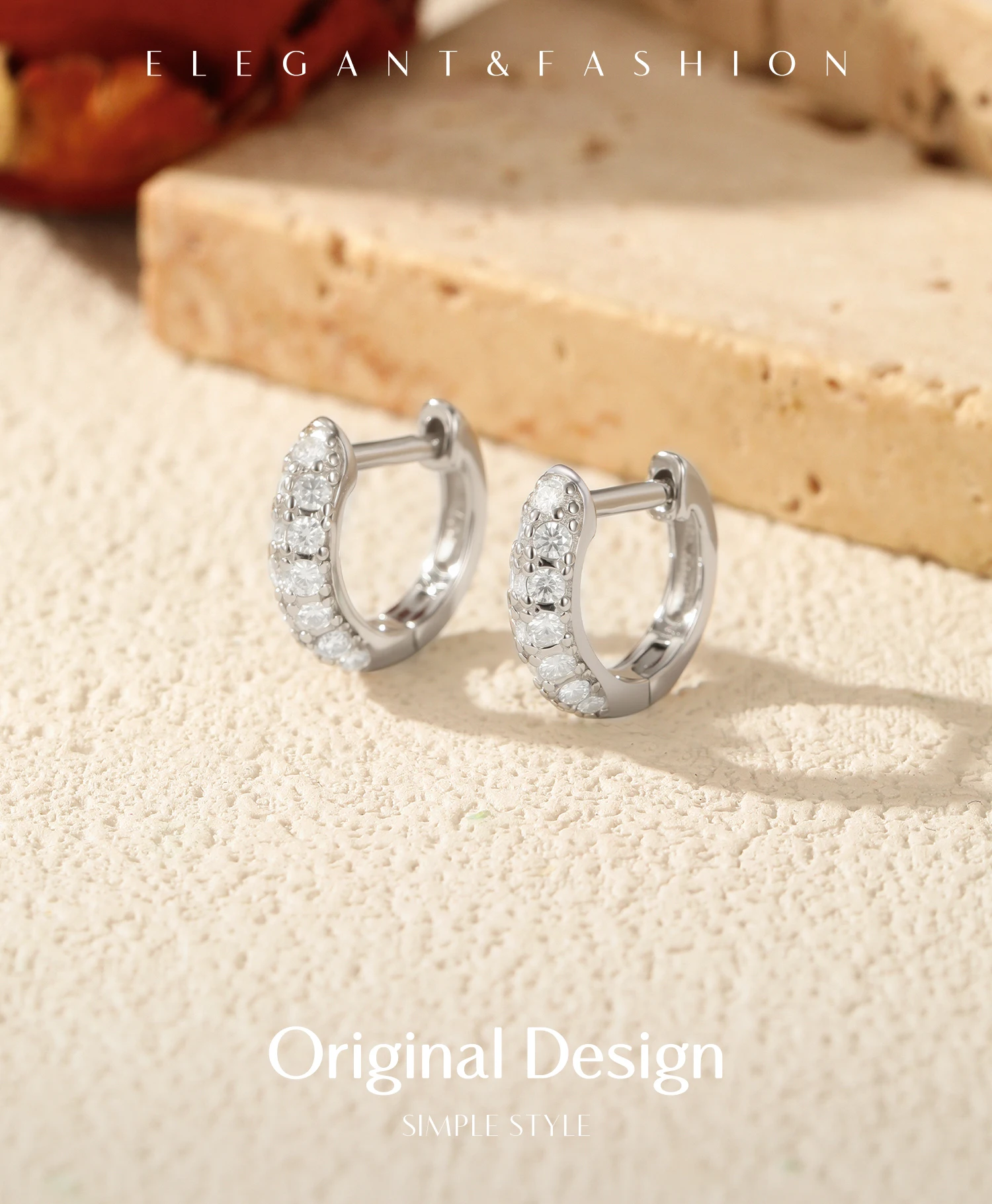 MODIAN D Color Sparkling Moissanite Circle Ear Buckle 925 Sterling Silver Classic Dating Hoop Earring For Women Fine Jewelry MODIAN D Color Sparkling Moissanite Circle Ear Buckle 925 Sterling Silver Classic Dating Hoop Earring For Women Fine Jewelry