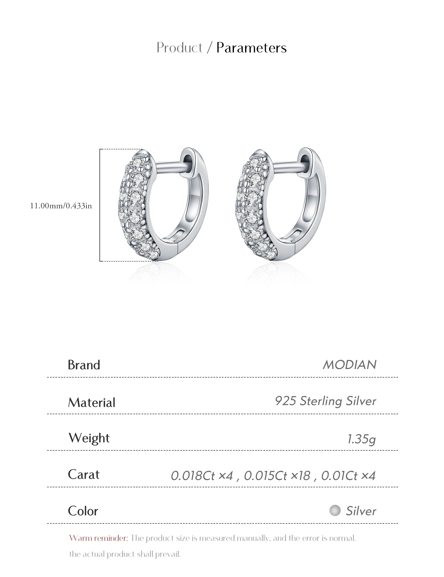 MODIAN D Color Sparkling Moissanite Circle Ear Buckle 925 Sterling Silver Classic Dating Hoop Earring For Women Fine Jewelry MODIAN D Color Sparkling Moissanite Circle Ear Buckle 925 Sterling Silver Classic Dating Hoop Earring For Women Fine Jewelry