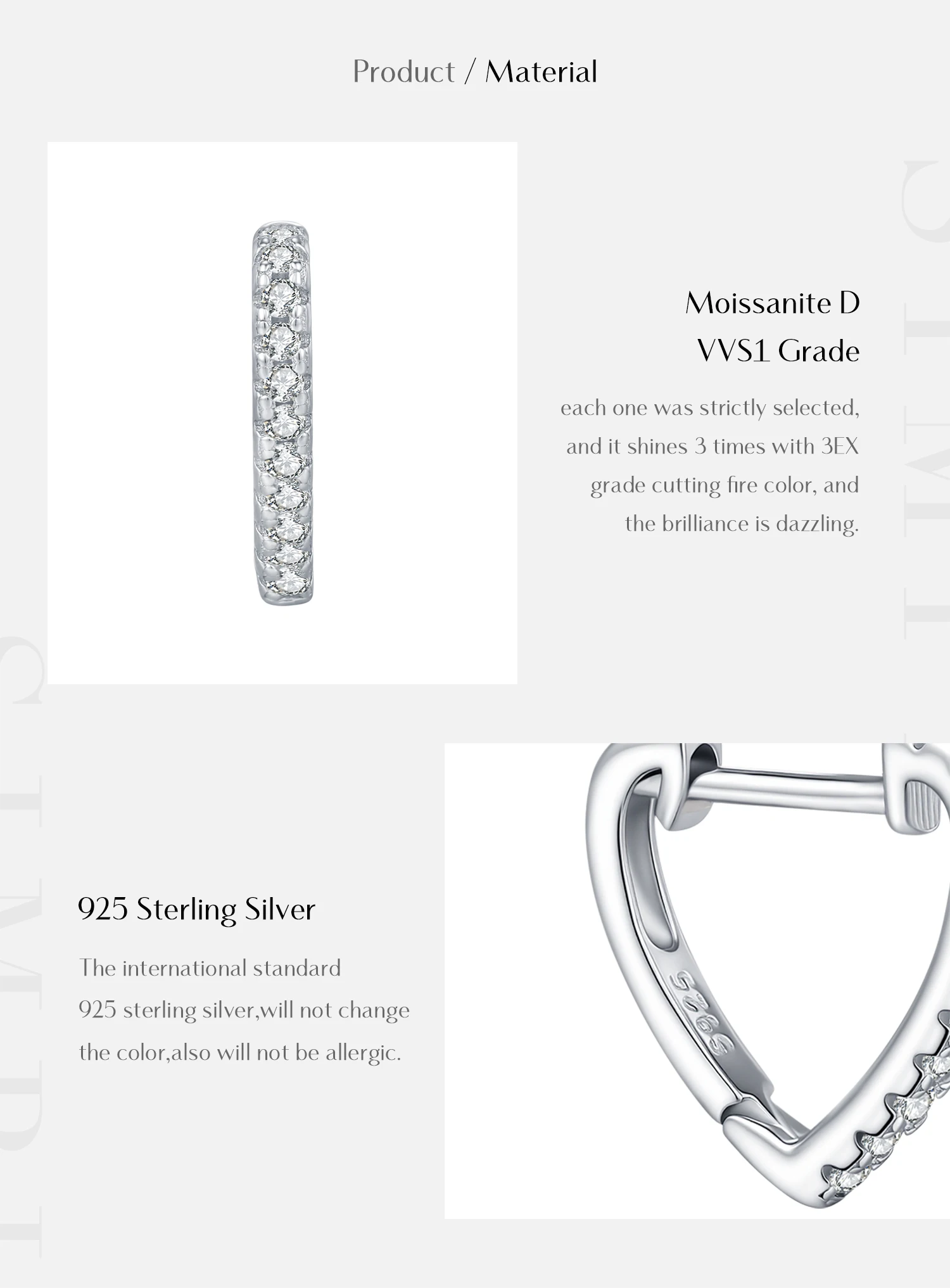 MODIAN D Color Moissanite Ear Buckle 925 Sterling Silver Fashion Heart Sparkle Hoop Earrings For Women Party Fine Jewelry MODIAN D Color Moissanite Ear Buckle 925 Sterling Silver Fashion Heart Sparkle Hoop Earrings For Women Party Fine Jewelry