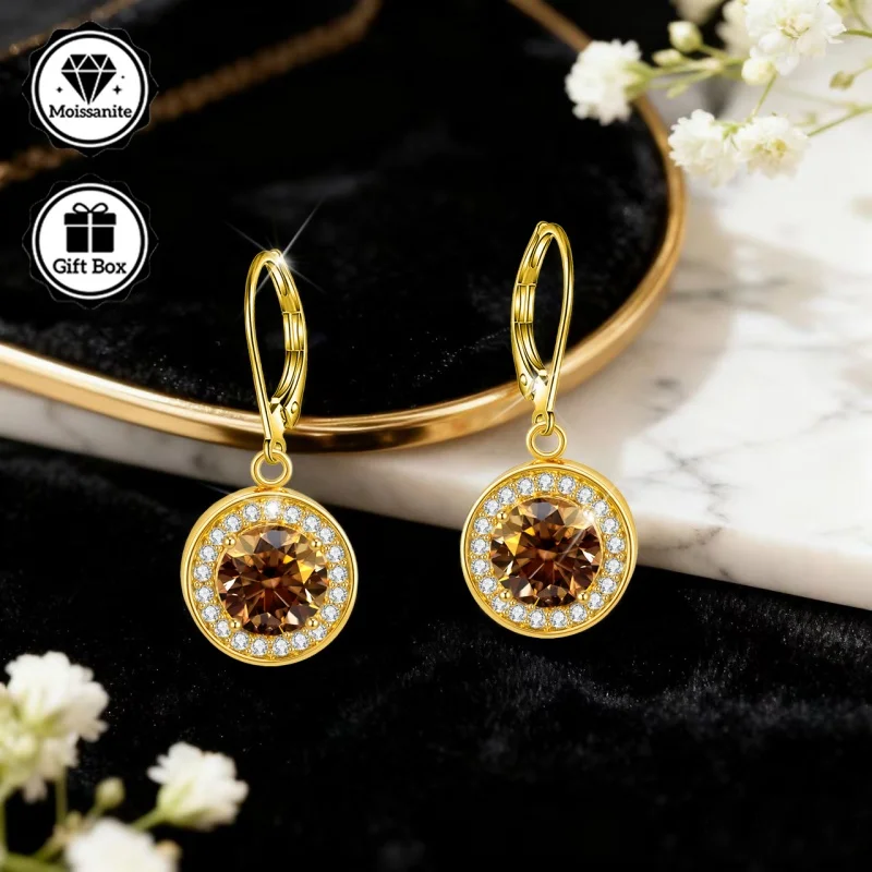 LAMVOICE jewelry for women/earrings with 4 carat moissanite Hypoallergenic hook earring christmas gift for high quality jewelry