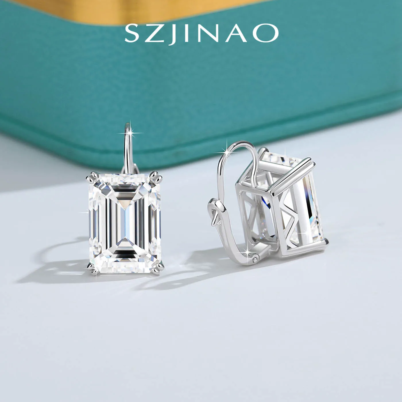 10CT Emerald Cut D VVS1 Moissanite Hoop Earring for Women s925 Sterling Sliver Plated 18K Gold Earrings Fine Jewelry 10CT Emerald Cut D VVS1 Moissanite Hoop Earring for Women s925 Sterling Sliver Plated 18K Gold Earrings Fine Jewelry