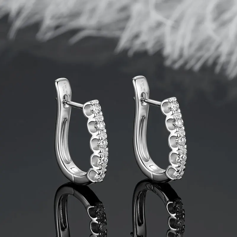 IOGOU Classic Single-Row U-shaped Hoop 2.5mm D Moissanite Earrings for Women 925 Silver Daily Wear Fine Jewelry Gift 2026 Trend IOGOU Classic Single-Row U-shaped Hoop 2.5mm D Moissanite Earrings for Women 925 Silver Daily Wear Fine Jewelry Gift 2026 Trend